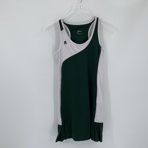 DUC racerback tennis golf active dress green white side pleat shelf bra Small